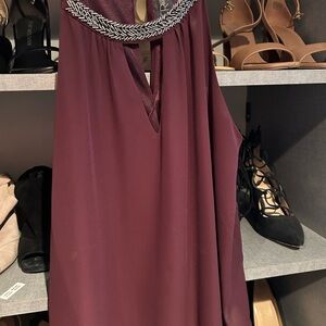 Astr Purple Embellished Sleeveless Blouse